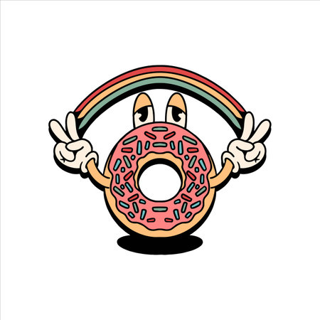 happy donuts cartoon vector designのイラスト素材