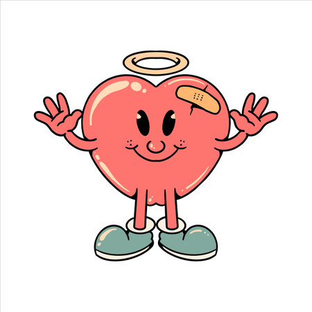 happy heart cartoon vector designのイラスト素材