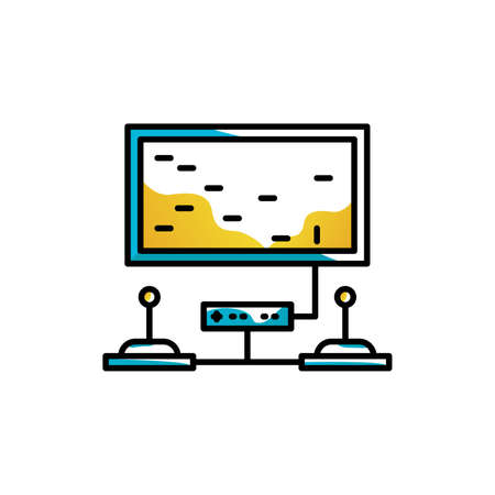 Illustration vector graphic of PC Monitor Game Icon. Good for Gaming and technology themed decorations.のイラスト素材