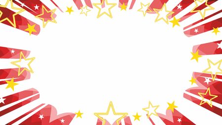 christmas starbust flash background in red with manga rays and gold starsのイラスト素材
