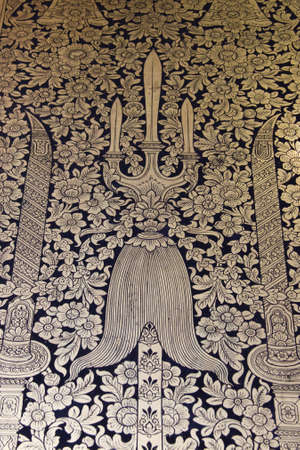 thai traditional artistic painted on the temple wallのeditorial素材