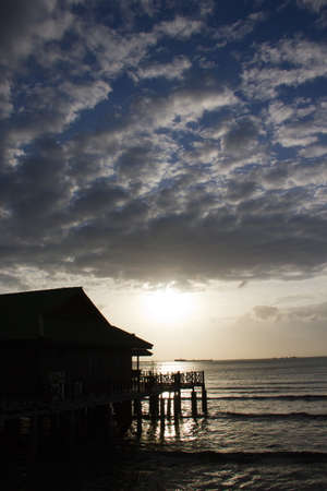 sunset at pattaya beach, thailandの写真素材