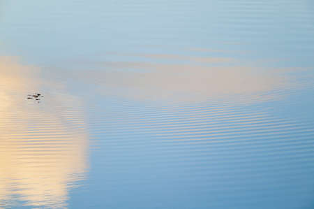 Clouds reflected in a rippled pond, Stowe Vermont, USAの写真素材