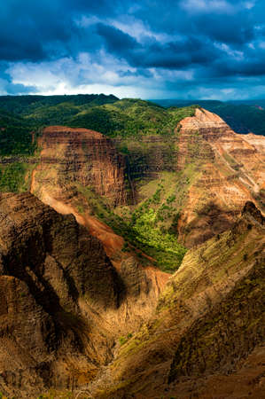Overlooking Waimea Canyon State Park on the island of Kauai, Hawaii, USA, nicknamed the Grand Canyon of the Pacific の写真素材