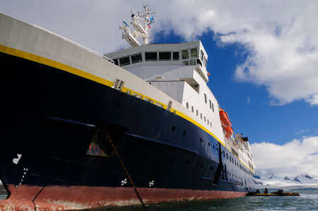 Cruise ship in the Arctic, Hornsund,  Svalsbard Norwayの写真素材