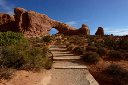 South Window Arch under moonlight in Arches National Park, Utah, USAの写真素材