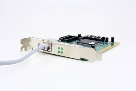 Ethernet expansion card for a PC with cableの写真素材