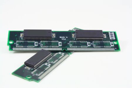 Computer Ram Memory circuit boards on white background