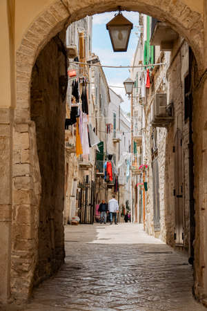 TRANI. AUGUST 2021. STREETS OF THE HISTORICAL CENTERのeditorial素材