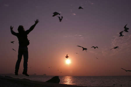 jumping for joyの写真素材