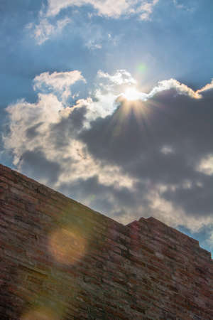 brick wall and sunlightの写真素材