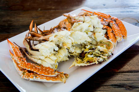 Steamed crab on dish.の写真素材