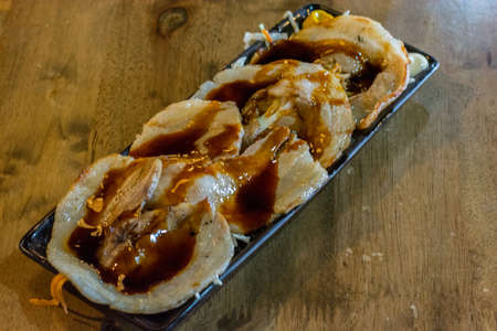 Chashu is a japanese stewed pork.