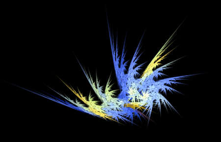Computer generated fractal illustration of beautiful frozen frame. Elegant fractal design. Abstract fractal illustration of blue iciclesの写真素材