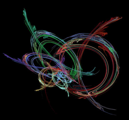 Computer-generated fractal illustration of glowing neon disco raysの写真素材