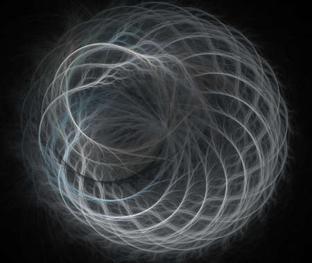 An abstract computer generated modern fractal design on dark background. Abstract fractal color texture. Digital art. Abstract Form & Colors. Ouroboros. Spiral floral ornamentの写真素材