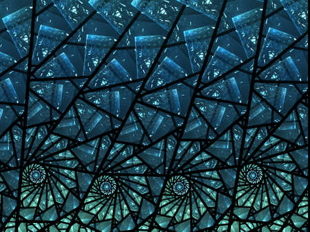 An abstract computer generated modern fractal design on dark background. Abstract fractal color texture. Digital art. Abstract Form & Colors. Abstract fractal element pattern for your design. Spiral mosaic fractal patternの写真素材