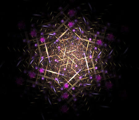 An abstract computer generated modern fractal design on dark background. Abstract fractal color texture. Digital art. Abstract Form & Colors. Abstract fractal element pattern for your design. Star on blackの写真素材