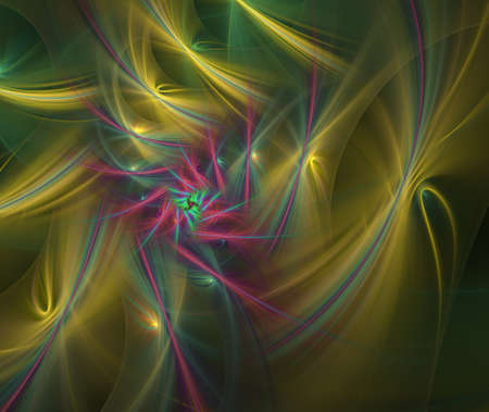An abstract computer generated modern fractal design on dark background. Abstract fractal color texture. Digital art. Abstract Form & Colors. The rotation of the triangular starの写真素材