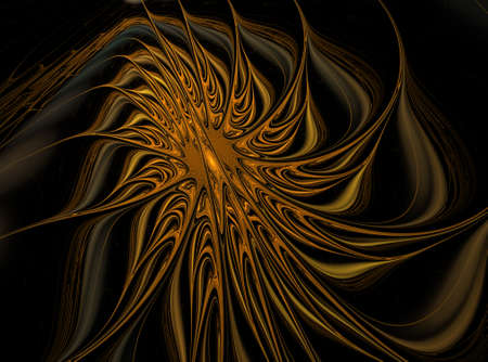 An abstract computer generated modern fractal design on dark background. Abstract fractal color texture. Digital art. Abstract Form & Colors. Oil spot in the shape of a flowerの写真素材