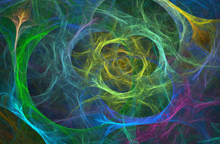 An abstract computer generated modern fractal design on dark background. Abstract fractal color texture. Digital art. Abstract Form & Colors.の写真素材