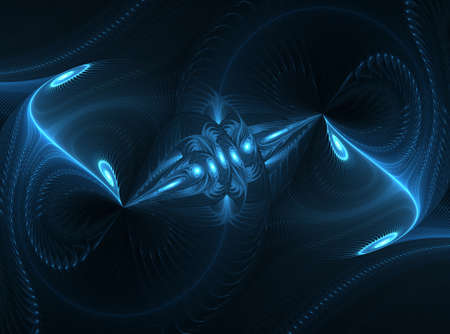 An abstract computer generated modern fractal design on dark background. Abstract fractal color texture. Digital art. Abstract Form & Colors. Abstract fractal element pattern for your design. Vajra power. Blue electricity forceの写真素材