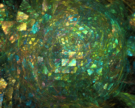 An abstract computer generated modern fractal design on dark background. Abstract fractal color texture. Digital art. Abstract Form & Colors. Abstract fractal element pattern for your design. Kaleidoscope of mosaic motionの写真素材