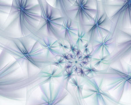 An abstract computer generated modern fractal design on dark background. Abstract fractal color texture. Digital art. Abstract Form & Colors. Fluffy spiral of stars with glowing raysの写真素材