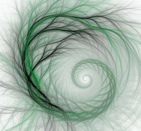 An abstract computer generated modern fractal design on dark background. Abstract fractal color texture. Digital art. Abstract Form & Colors. Spiral floral ornamentの写真素材