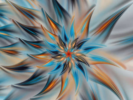 An abstract computer generated modern fractal design on white background. Abstract fractal color texture. Digital art. Abstract Form & Colors. Abstract fractal element pattern for your design. Elegant and stylish mysterious flowerの写真素材