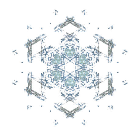 Snowflakes for the new year. Collection of linear round figures, as the rays of the sun. Blue radial objects on the white background. Decoration signsの写真素材