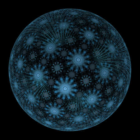 Background design of spherical and circular fractal elements on the subject of abstraction, graphic...