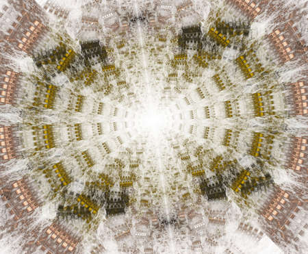 Glowing stargate with particles in space. Abstract fractal background. A large file showing many details when viewed at full sizeの写真素材