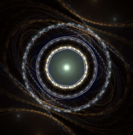 Fractal jewelry - abstract computer generated image. Abstract surreal magic machine. Decorative graphic element for backgrounds of mystical and esoteric themes Digital art: graceful beads.の写真素材