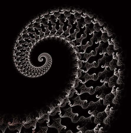 Grey wave. Spiral digital art. An abstract computer generated modern spiral fractal element. Pattern...