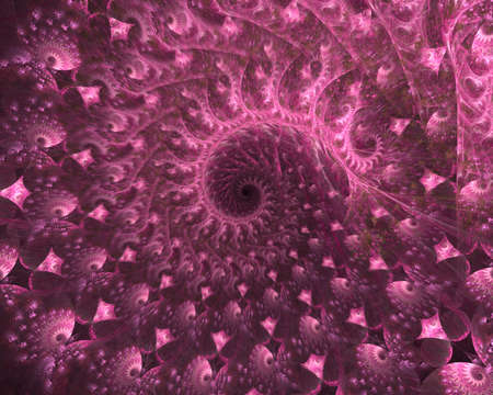 Pink Spiral digital art. An abstract computer generated modern spiral fractal element. Pattern for...