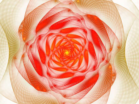 Abstract fractal with grids and spirals, spiral flower usable for desktop wallpaper or for creative cover design. Swirl frame infinity spiral model. Computer-generated image technology style design reminiscent of a futuristic flowerの写真素材
