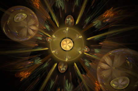 Glow Abstract Fractal Flower Background. Translucent bubbles texture with glow Flowers. Bright,...