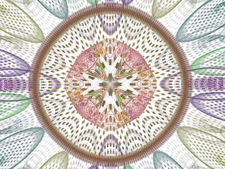 Layered floral star. Woven texture - fractal abstract background element. Bright colorful layers...