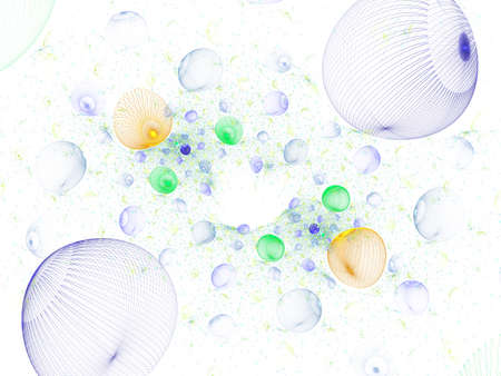 Translucent, bubbles texture with glow. Bright, multicolored bunches of 3d orbs (computer generated,...