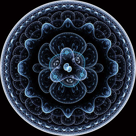 Fractal mandala on background. Crazy abstract fractal shapes with kaleidoscopical patternの写真素材
