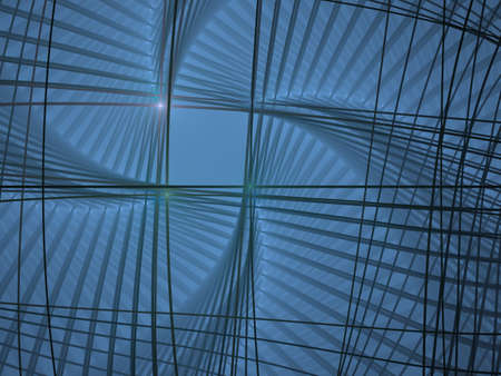 Abstract intricate spiral ornament with sparkling shapes. Fantasy fractal design. Psychedelic digital art. 3D rendering.の写真素材