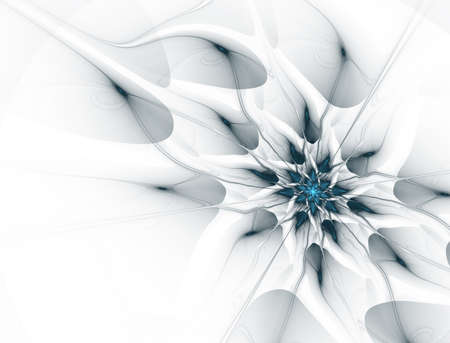 Magic night fantasy. Abstract exotic fractal background, spiral flower with glowing core with textured petals. Design for posters, t-shirts, creative graphic. Psychedelic Digital art. 3D rendering.の写真素材