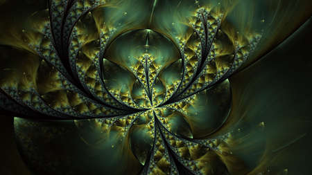 Beautiful fractal flower or butterfly with glowing elements. Abstract fractal symmetrical shapes, digital logarithm for creative graphic, invitations, notebook covers, phone case, postcards, cardsの写真素材