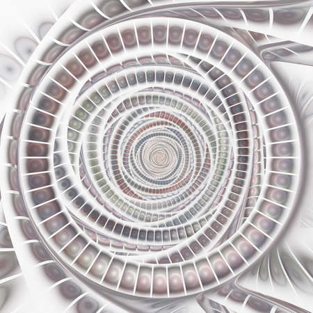 Abstract technology background - Opened portal. Computer-generated image. Fractal geometry: portal or corridor of blocks. Sci-fi or hi-tech background. Futuristic tunnel or hallwayの写真素材