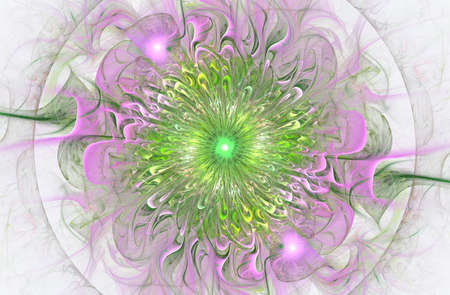 Bright shiny and Exotic floral pattern. Beautiful abstract flower for art projects, cards, business, posters. 3D illustration, computer-generated fractal.の写真素材