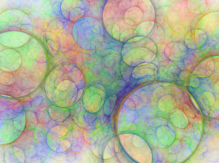 Composition of bubbles and circles and fractal elements with metaphorical relationship to space,...