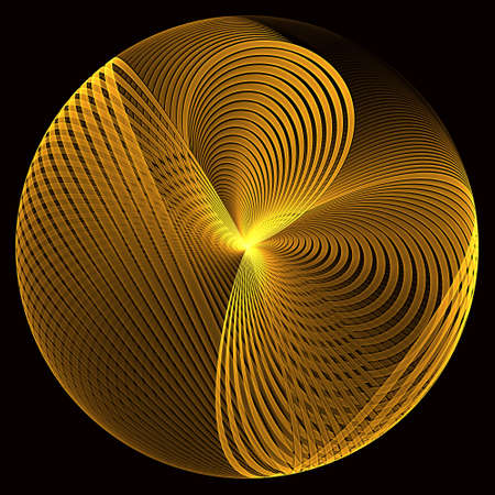 Abstract golden disk - computer-generated image. Fractal background like sun or bright flash of...
