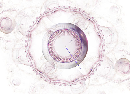 Lacy colorful clockwork pattern. Digital fractal art design. Abstract design of sacred symbols signs geometry. Designs of astrology alchemy magic.の写真素材