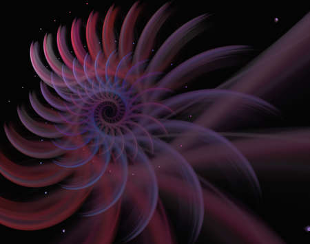 Detailed spiral design on black background. Psychedelic spiral pattern. 3D rendering abstract backgroundの写真素材